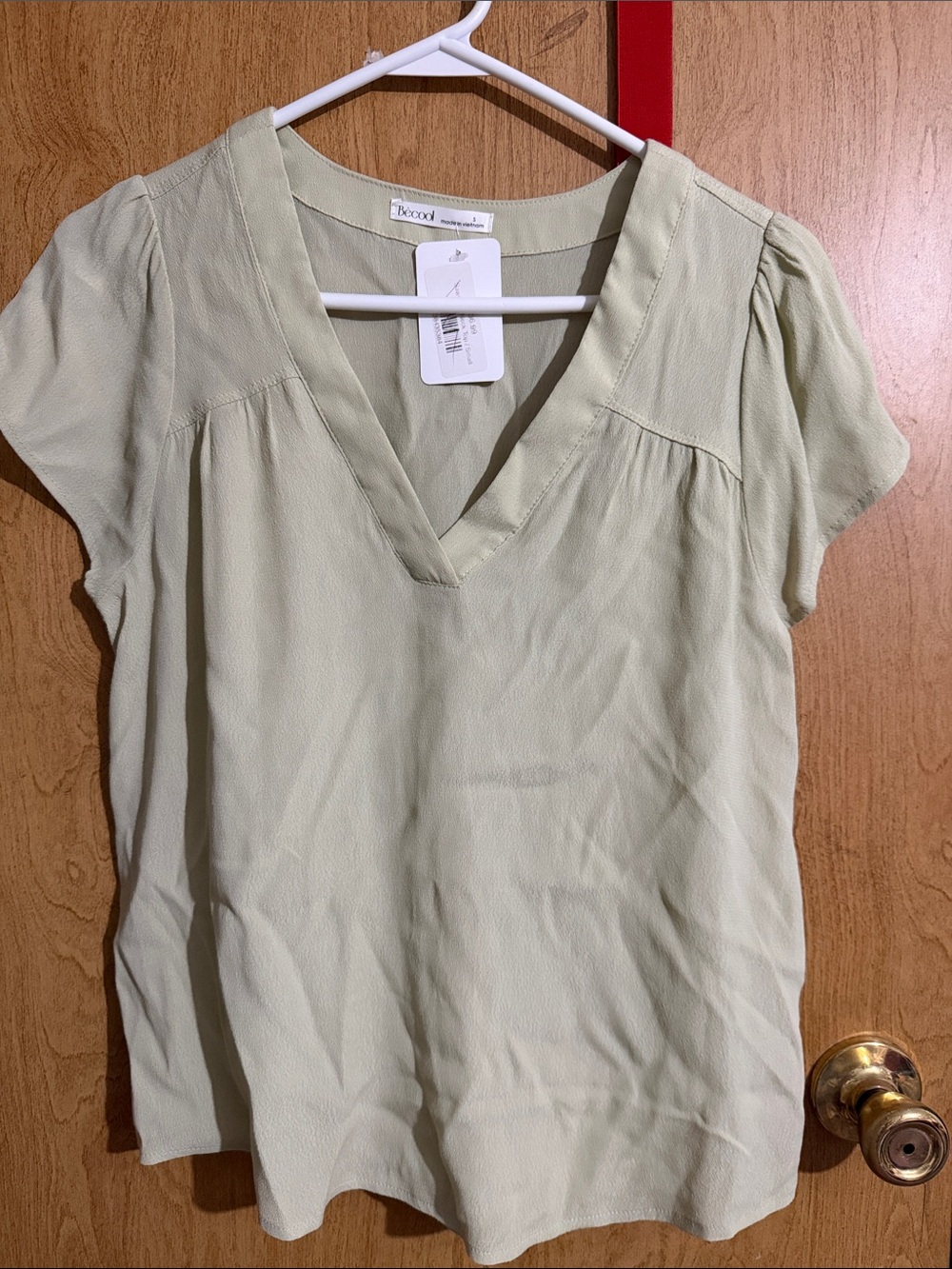 Light Green V-Neck Women’s Top